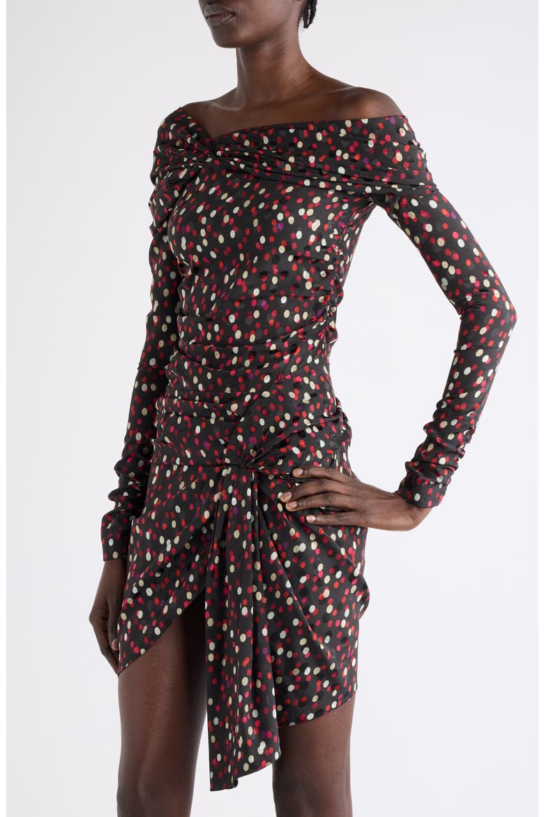 Elara Polka Dot Long Sleeve minidress, Alternate, color, BLACK/ RED