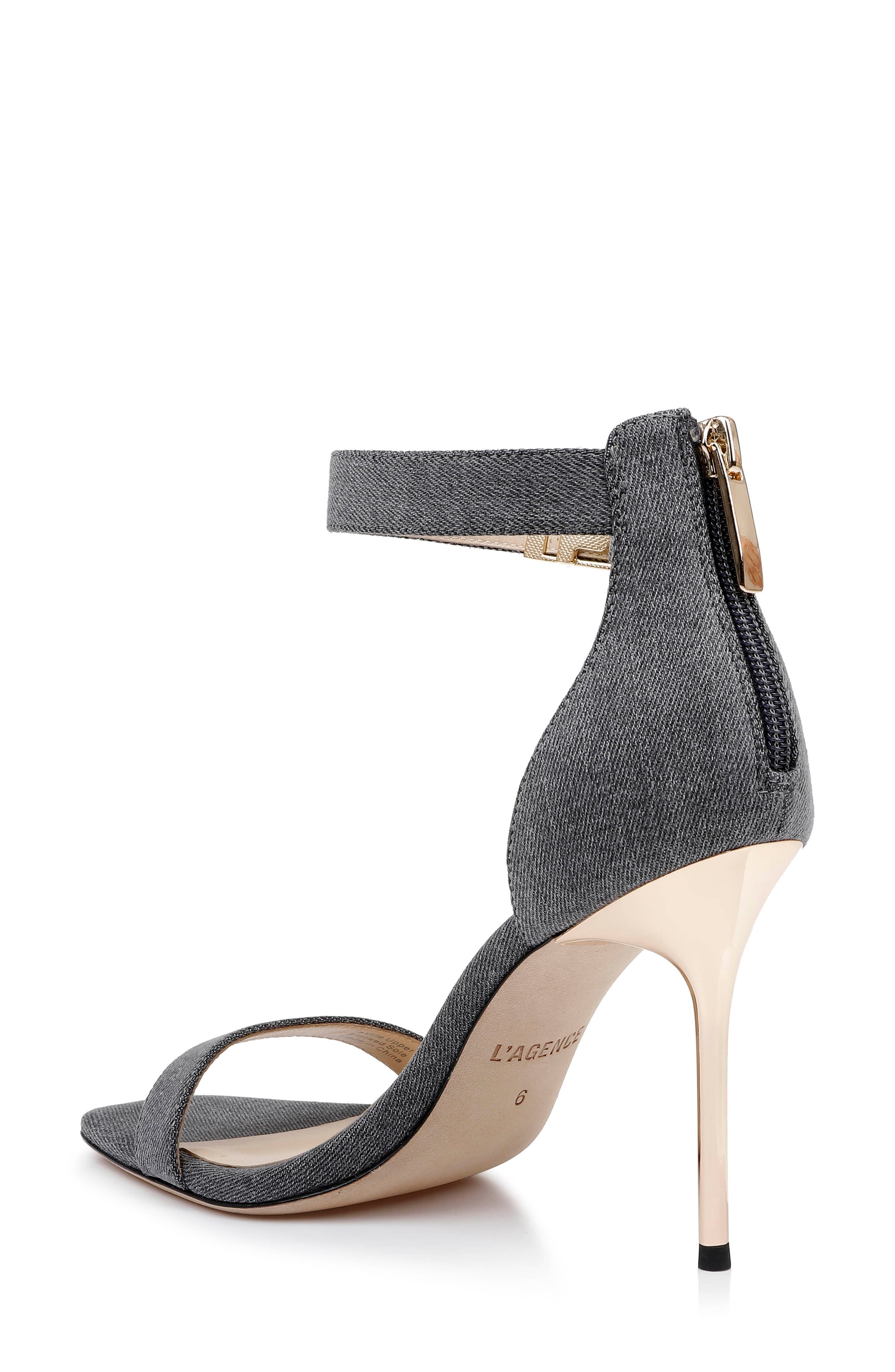 L'AGENCE Thea Ankle Strap Sandal, Alternate, color, Grey
