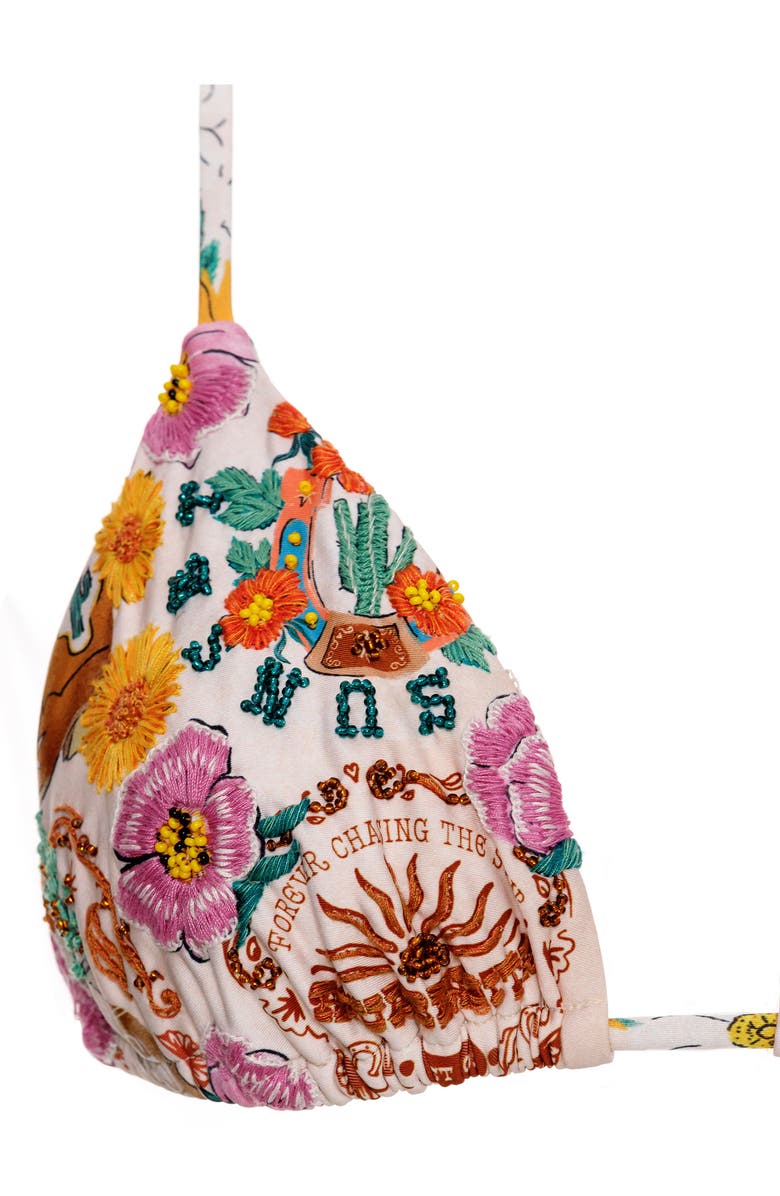 Agua Bendita Lolita Nopal Hand Embroidered Triangle Bikini Top, Alternate, color, 