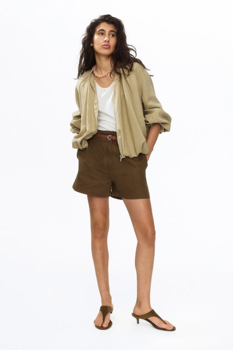 Belted Twill Shorts