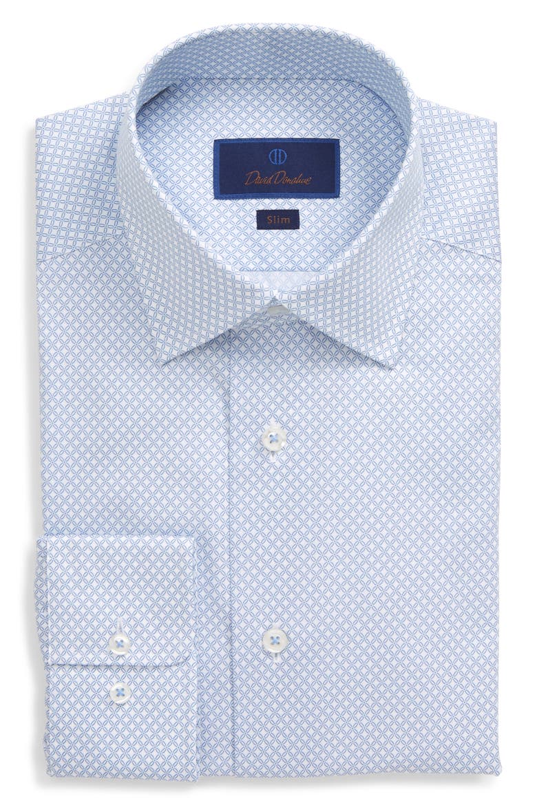 Slim Fit Dress Shirt, Alternate, color, WHITE/BLUE