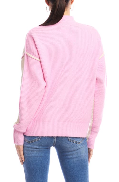 Karen Kane Colorblocked Mock Neck Sweater In Pink