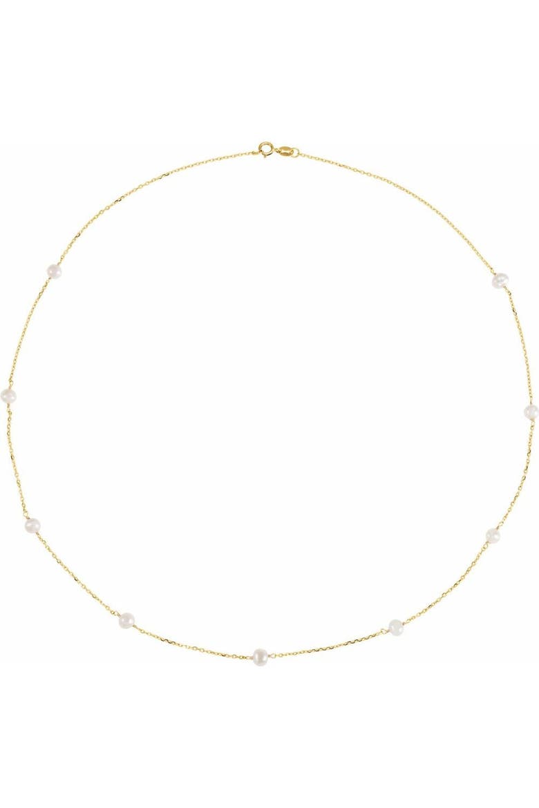 Freshwater Pearl Station Necklace in 14K Gold, Main, color, Gold