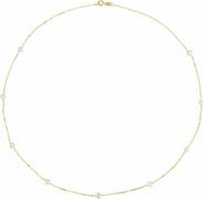 Ivy & Pearl Co. Freshwater Pearl Station Necklace in 14K Gold