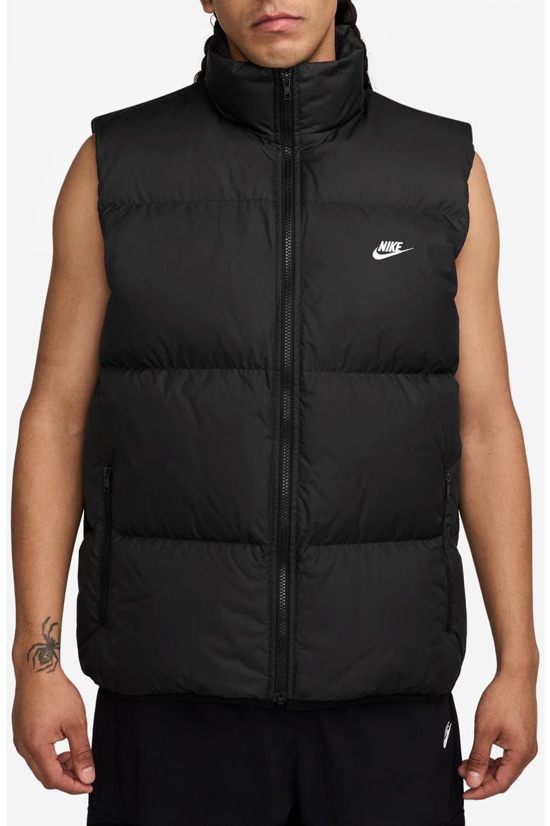 Sportswear Club Storm-FIT Water Resistant Down Puffer Vest, Main, color, BLACK/ WHITE