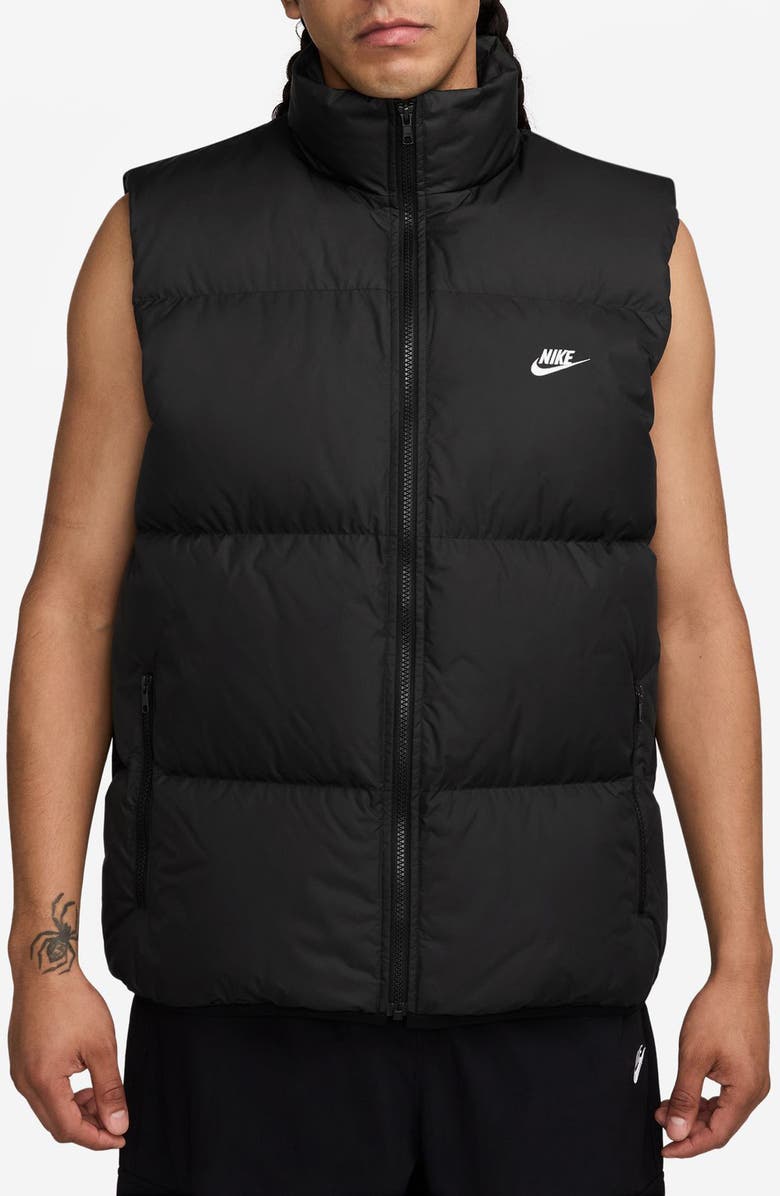 Nike Sportswear Club Storm-FIT Water Resistant Down Puffer Vest, Main, color, Black/ White