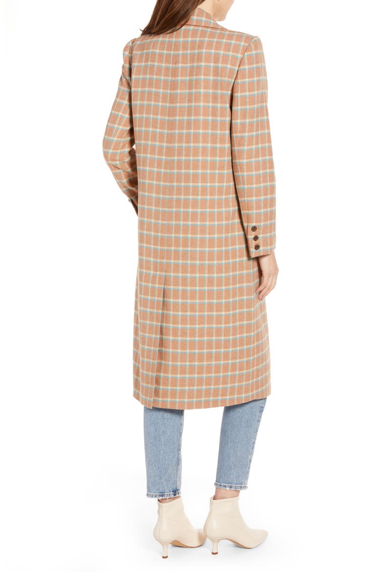 Single Breasted Plaid Wool Blend Topper (Nordstrom Exclusive), Alternate, color, TAN MACAROON VINTAGE PLAID