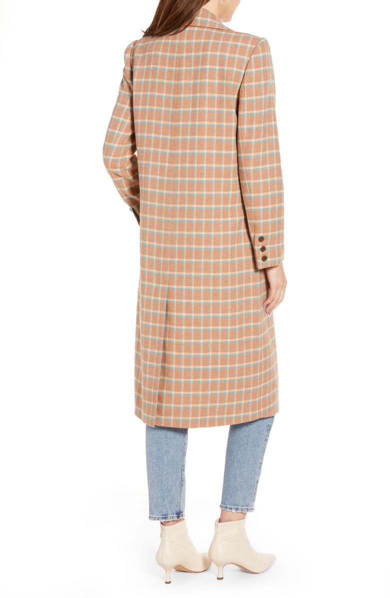 Something Navy Single Breasted Plaid Wool Blend Topper, Alternate, color, 