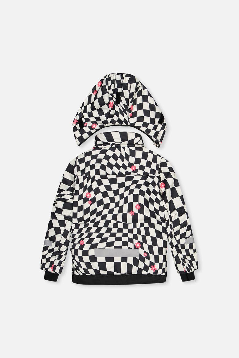 Teknik Expandable Sleeve Fleece Lined Two Piece Jacket & Pants Snowsuit, Alternate, color, White Checkered Print