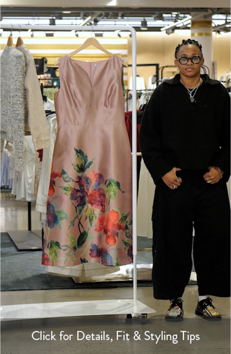 Marlene Placed Floral Print Sleeveless Cocktail Dress, sales video thumbnail