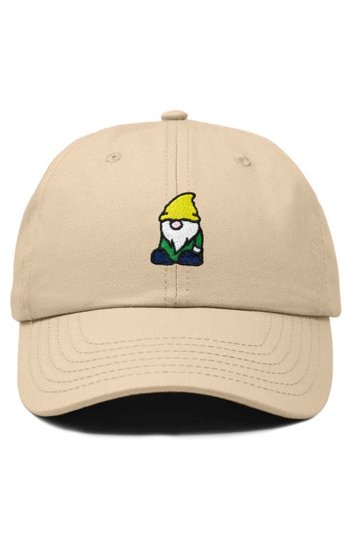 Dalix Gnome Embroidered Dad Hat In Khaki