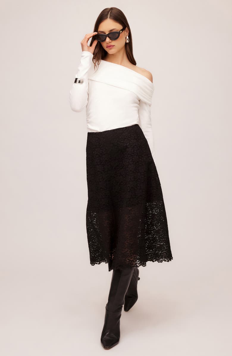 FIFTEEN TWENTY Millie Lace A-Line Skirt, Alternate, color, Black