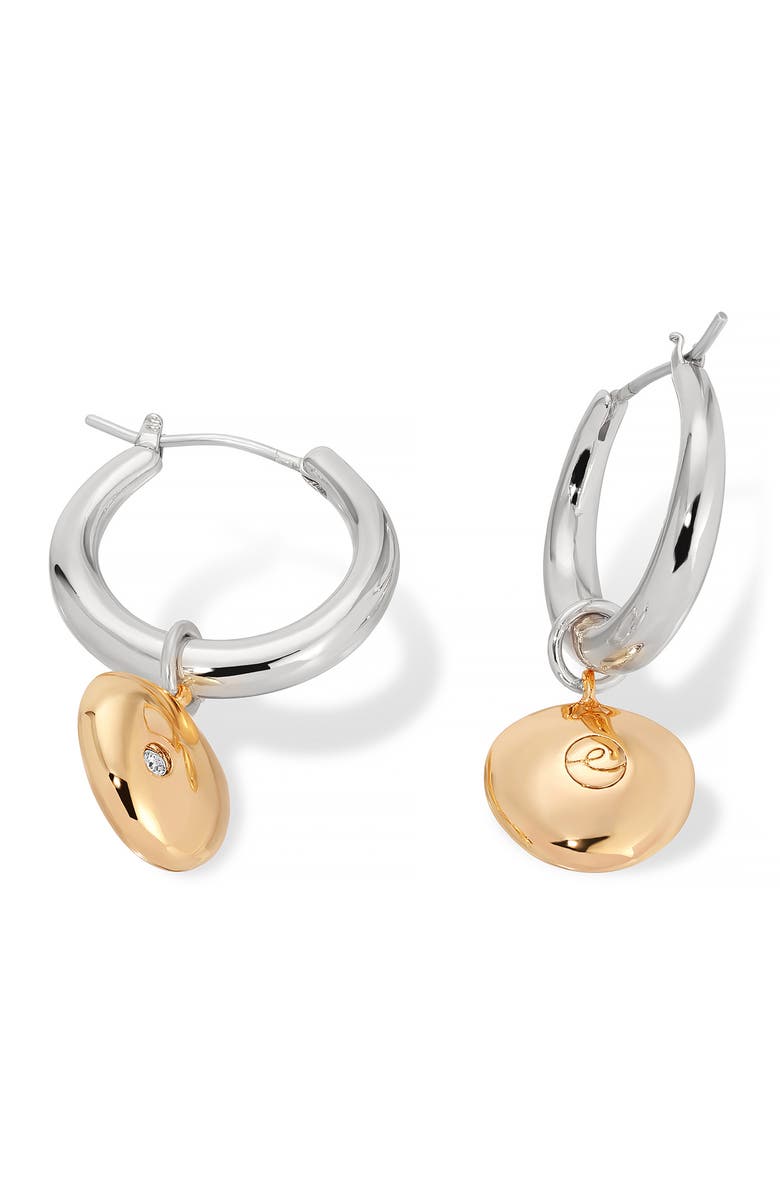 Ettika Polished Pebbles Drop Hoop Earrings, Alternate, color, Gold/ Silver