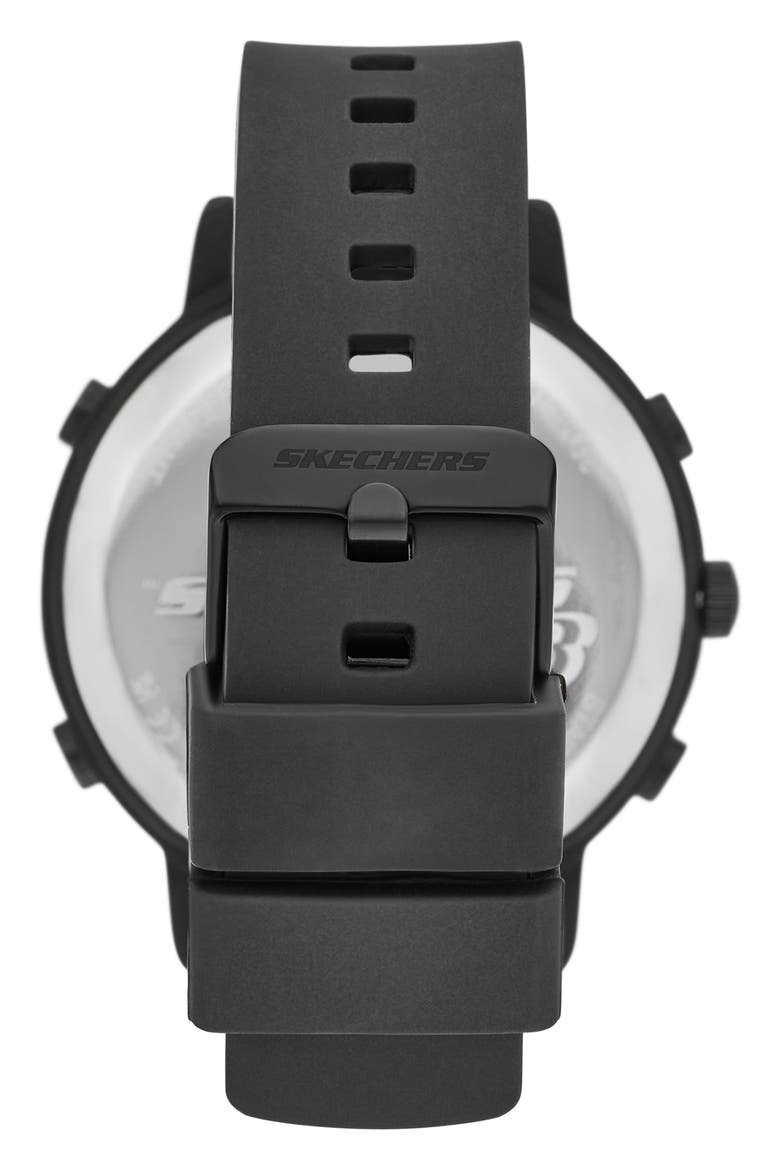Lawndale Analog & Digital Silicone Strap Watch, 48mm, Alternate, color, BLACK