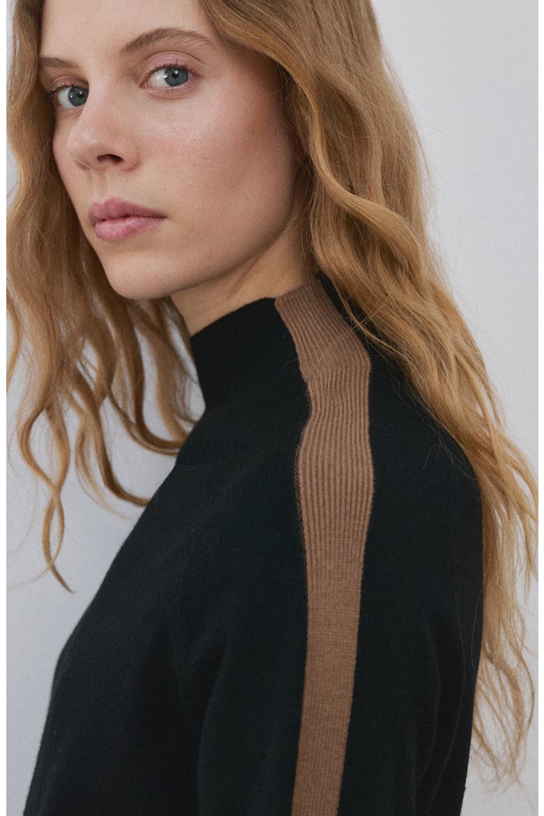 Mock Neck Sweater, Alternate, color, BLACK