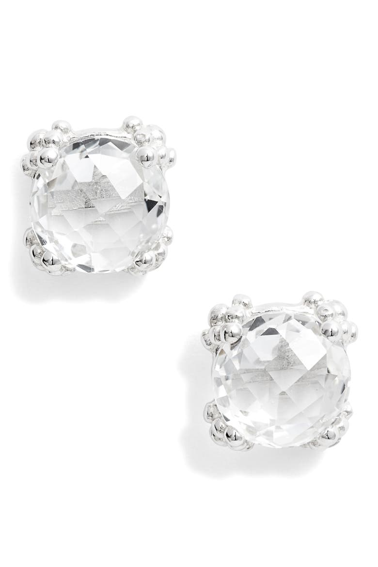 Dew Drop White Topaz Cluster Stud Earrings, Main, color, SILVER/ WHITE TOPAZ