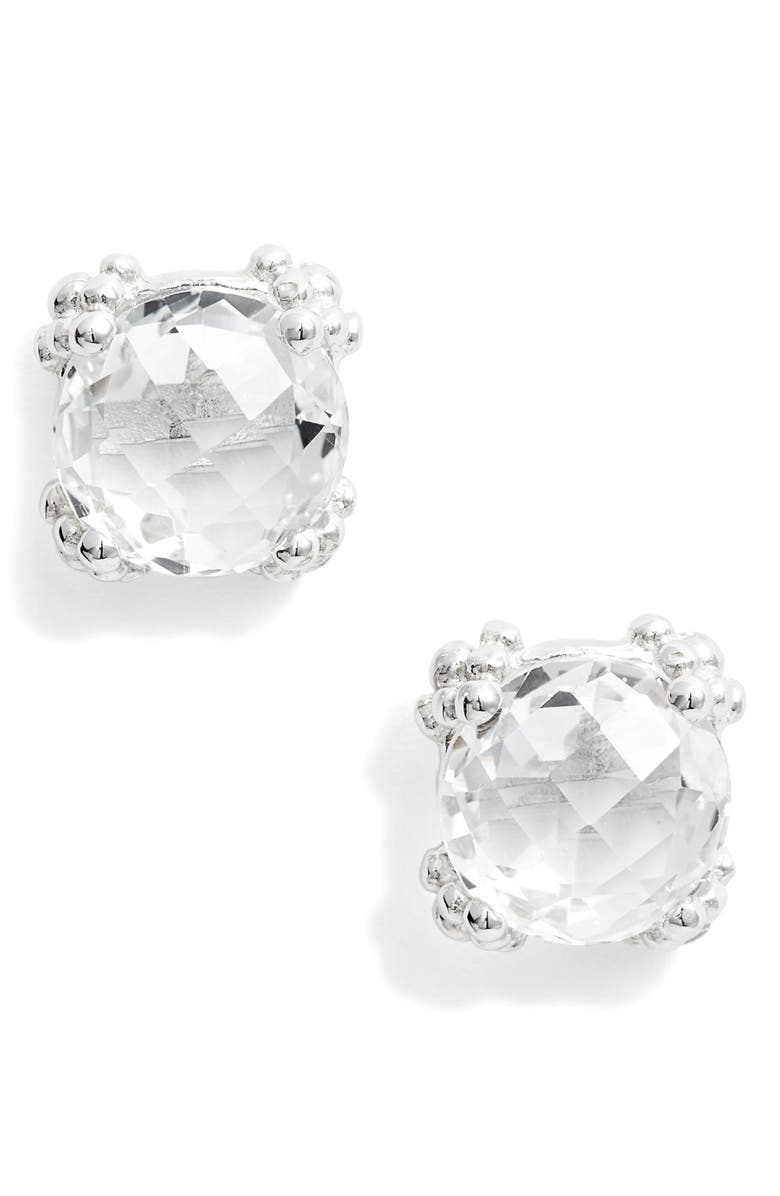 Anzie Dew Drop White Topaz Cluster Stud Earrings, Main, color, Silver/ White Topaz