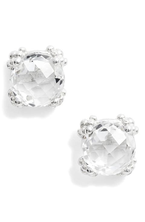 Dew Drop White Topaz Cluster Stud Earrings