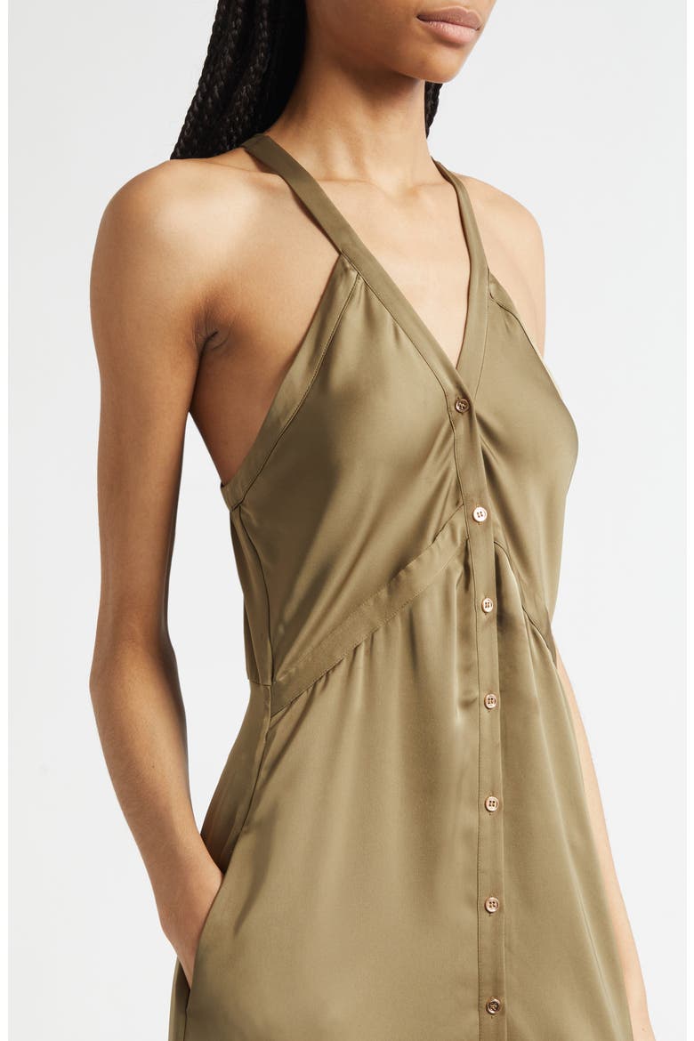 Cynthia Racerback Satin Shirtdress, Alternate, color, OLIVE GREEN