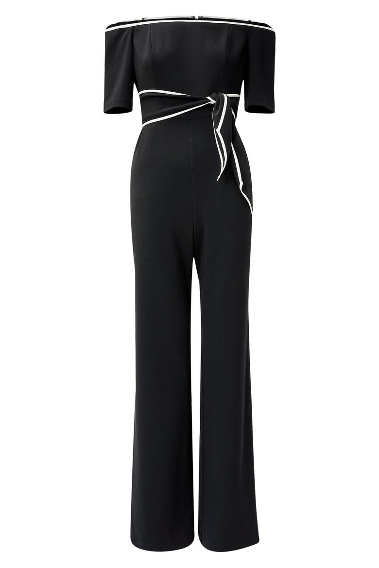 Tie Waist Knit Crepe Jumpsuit, Alternate, color, BLACK