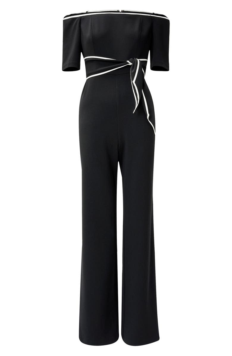 Adrianna Papell Tie Waist Knit Crepe Jumpsuit, Alternate, color, 