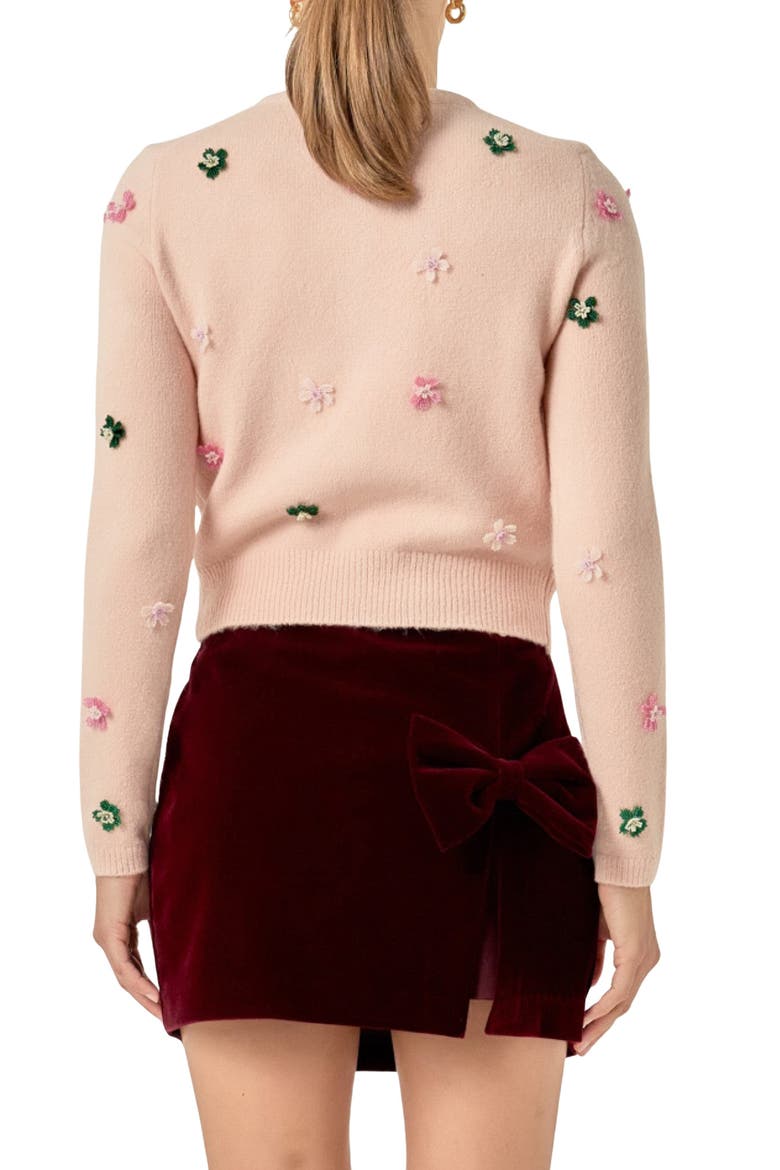 Floral Embroidered Knit Cardigan, Alternate, color, PALE PINK