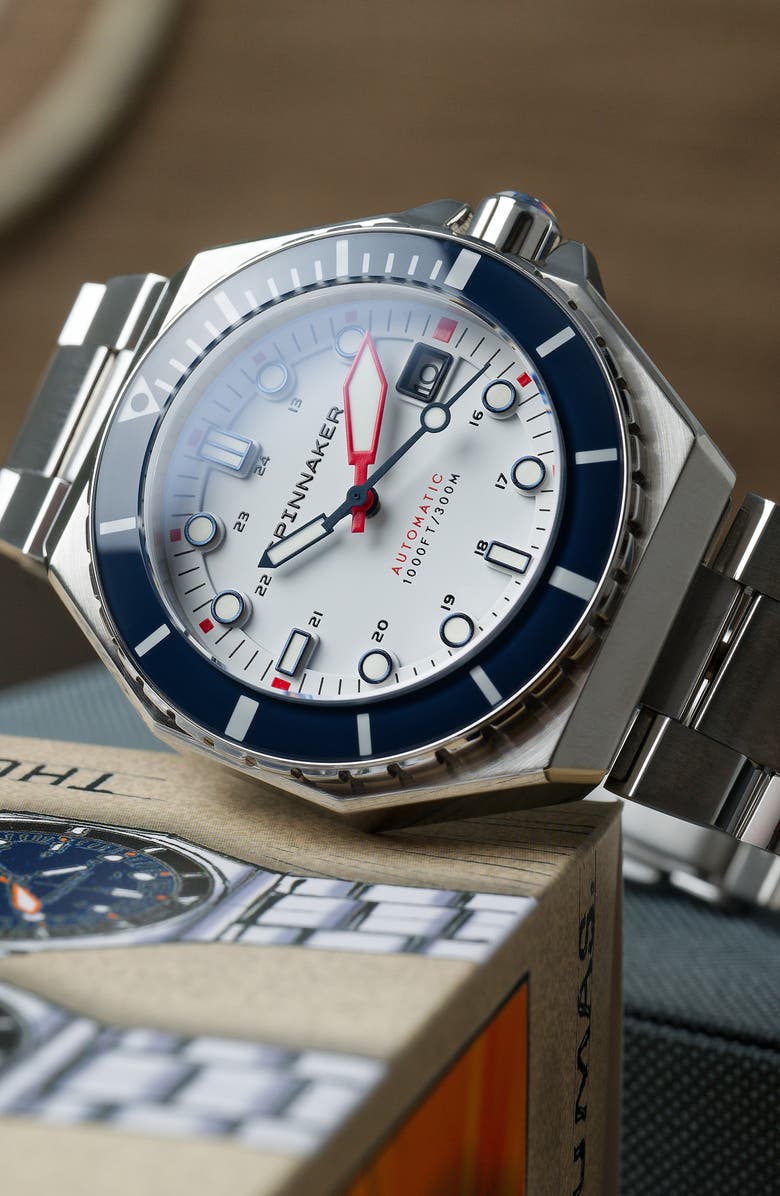 SPINNAKER Dumas Automatic Bracelet Watch, 44mm, Alternate, color, White