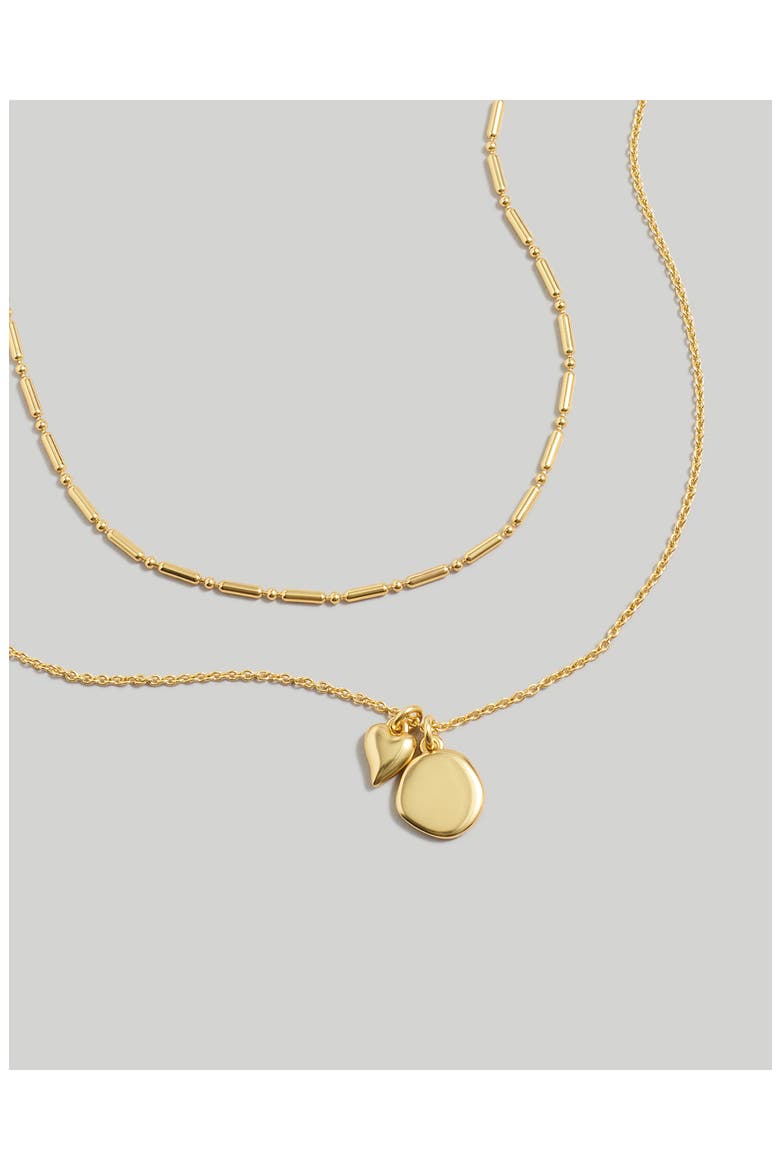 Heart Pendant Layered Chain Necklace, Alternate, color, VINTAGE GOLD