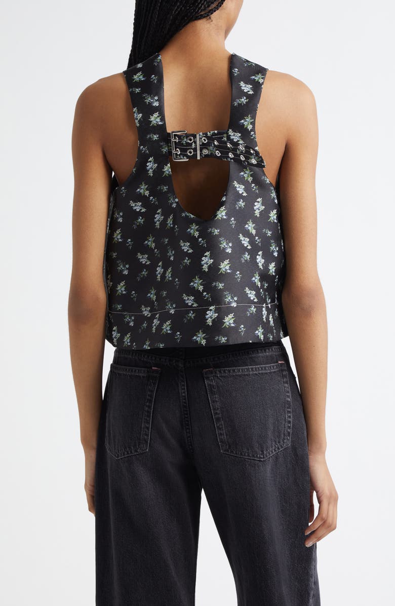 Ganni Floral Jacquard Shell, Alternate, color, Black