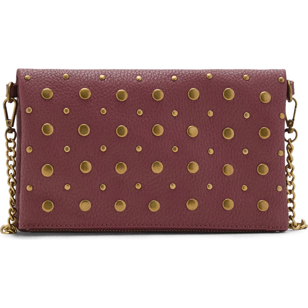 Mango Teen Stud Fold Over Shoulder Bag In Burgundy
