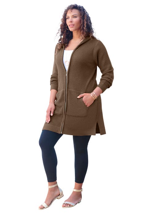 Waffle Mega Length Zip Hoodie (Plus)