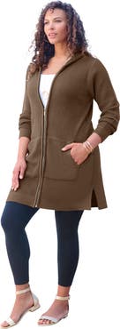 Roaman's Waffle Mega Length Zip Hoodie