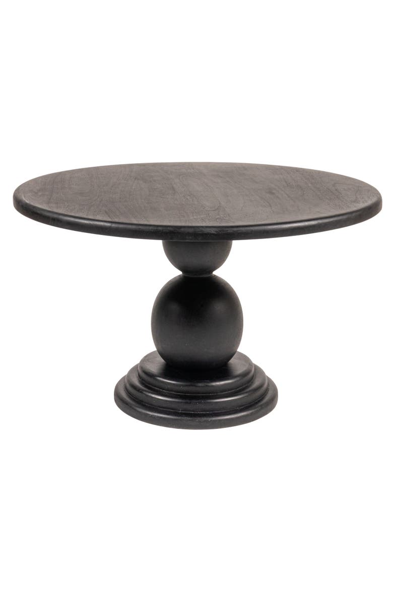 Round Mango Wood Bulbed Pedestal Coffee Table, Main, color, Black