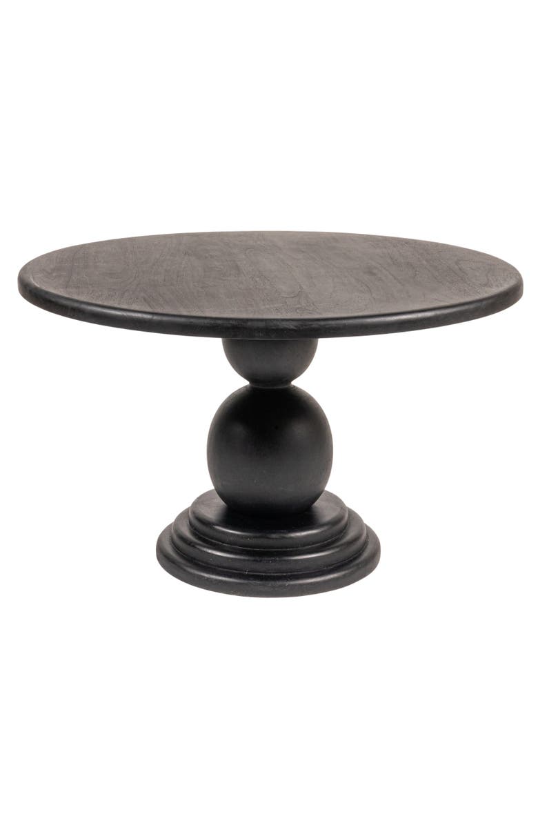 Storied Home Round Mango Wood Bulbed Pedestal Coffee Table, Main, color, Black