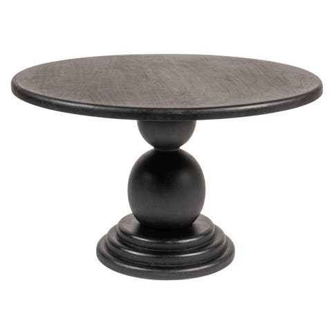 Round Mango Wood Bulbed Pedestal Coffee Table