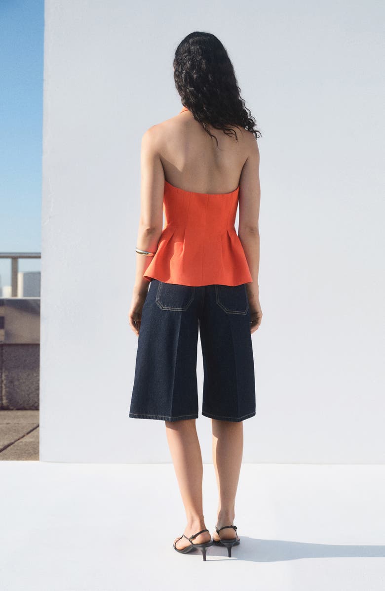 MANGO Halter Peplum Vest, Alternate, color, Coral Red