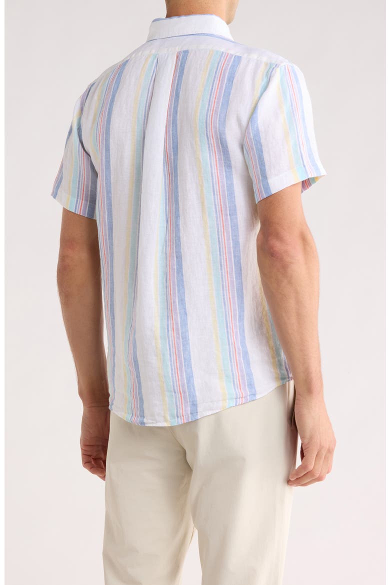 Regular Fit Stripe Linen Button-Up Shirt, Alternate, color, WHITE/ BLUE STIPE