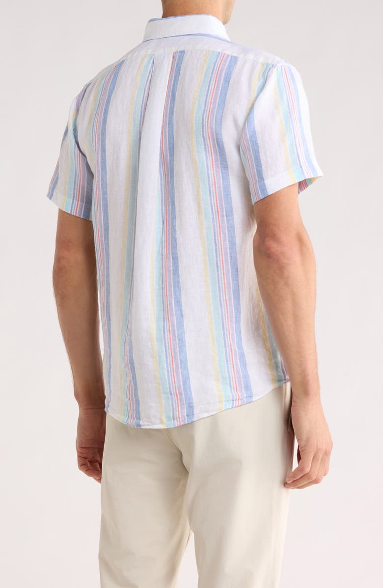 Brooks Brothers Regular Fit Stripe Linen Button-Up Shirt, Alternate, color, White/ Blue Stipe