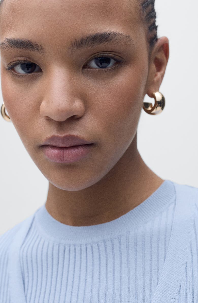 MANGO Rib V-Neck Cardigan, Alternate, color, Sky Blue