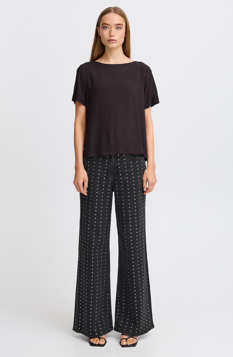 ICHI Studded Wide Leg Jeans, Alternate, color, 