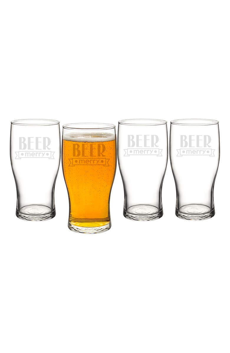 Cathy's Concepts Beer Merry Set of 4 Pilsner Glasses, Main, color, 