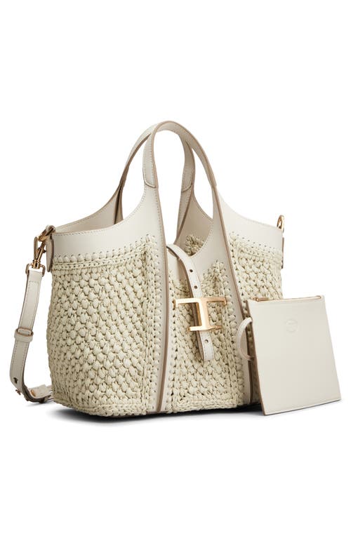 Tod's Mini T Timeless Crochet Raffia & Leather Shopping Bag
