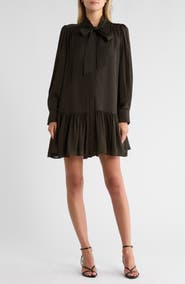 Simkhai Quince Tie Neck Long Sleeve Silk Minidress