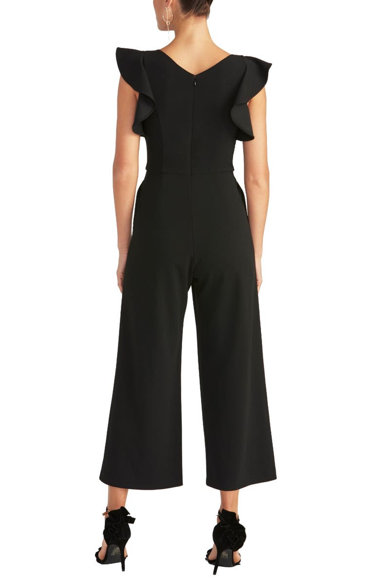 RACHEL Rachel Roy Kate Ruffle Sleeve V-Neck Jumpsuit, Alternate, color, Black