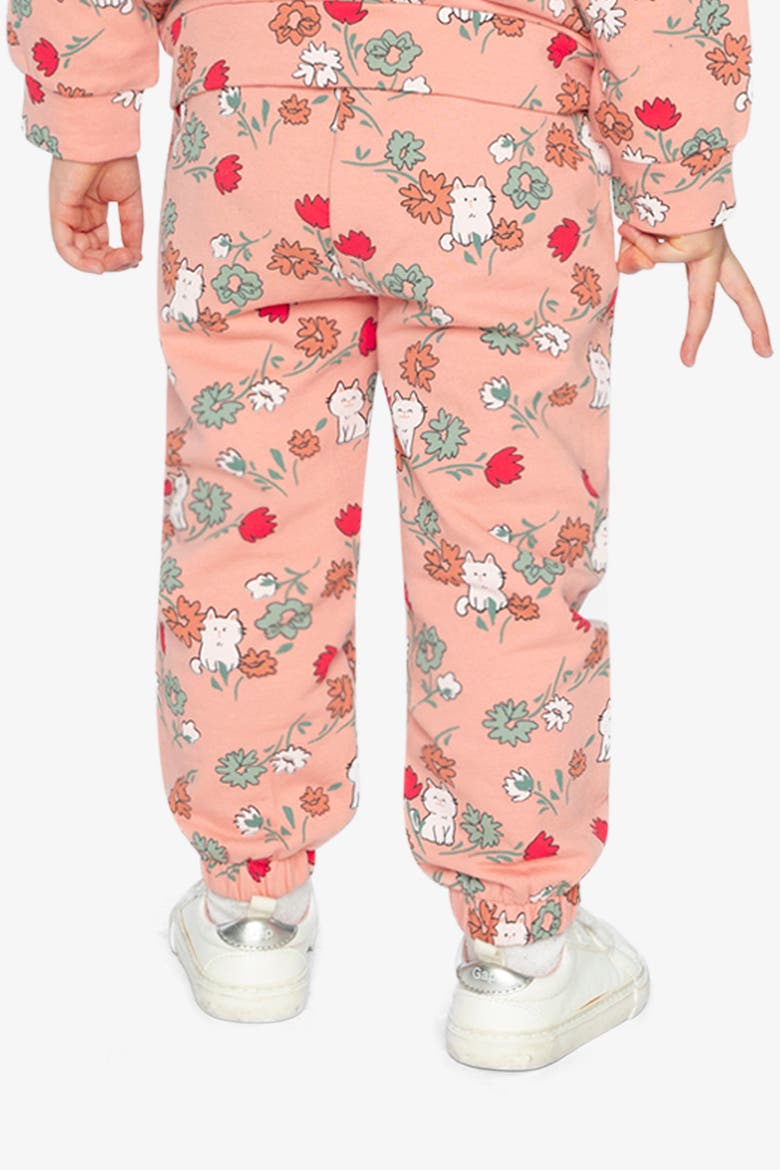 French Terry Cat Pocket Elastic Cuff Sweatpants, Alternate, color, Pink Cat Print