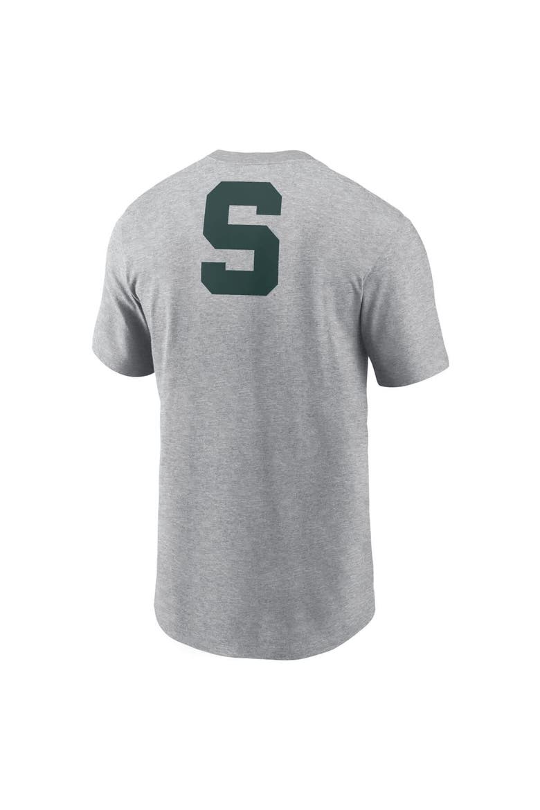 Men's Nike Heather Gray Michigan State Spartans Campus 2-Hit Primary Mascot T-Shirt, Alternate, color, Heather Gray