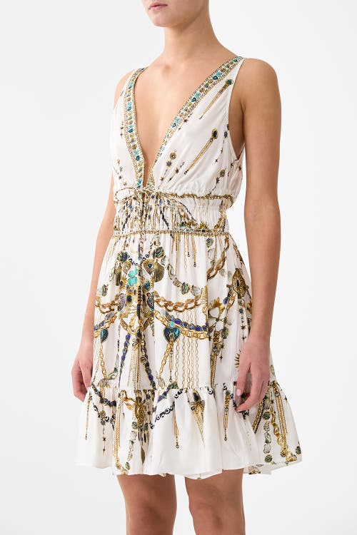 Camilla Shirred Waist Detail Mini Dress In White