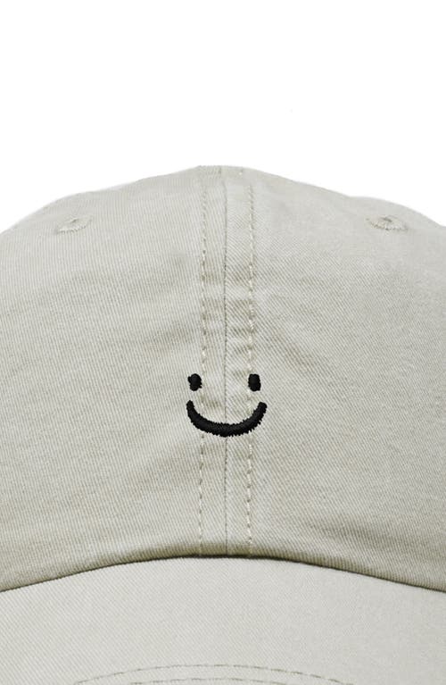 Dalix Lil Smile Embroidered Casual Hat In Washed Stone White