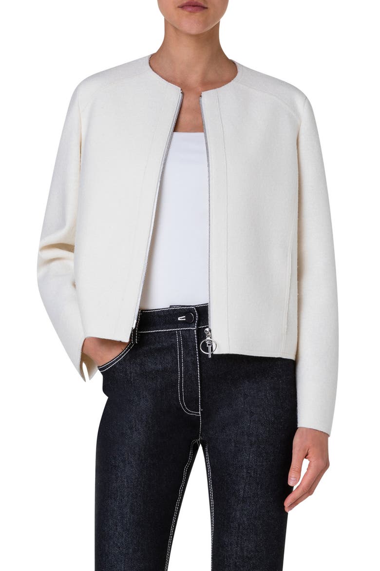 Boiled Wool Zip Jacket, Main, color, CREAM