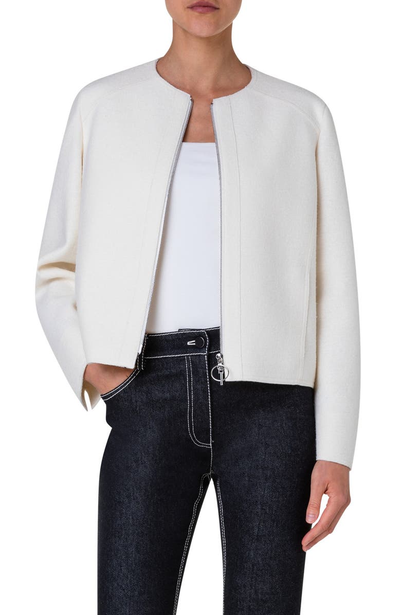 Akris punto Boiled Wool Zip Jacket, Main, color, 